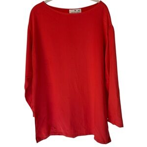 Saks Fifth Avenue Collection Red Silk Tunic Top 6 Vintage 90s Valentines Day